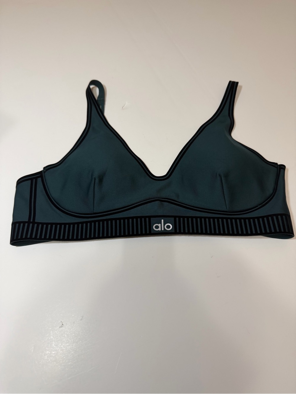 ALO Yoga Green Bralette with Black Trim